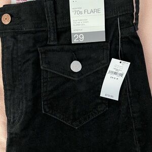 High Rise 70s Flare Black Corduroy Pants